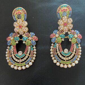 Multi-coloured pierced drop earrings